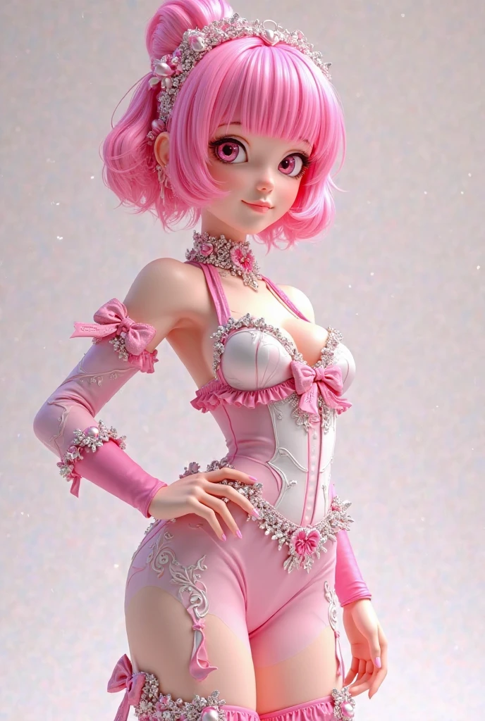 Close-up of a female figure in lingerie, Enchanting anime girl, render of a cute 3d anime girl, 3d anime girl, Beautiful and attractive anime woman, Attractive anime girl, Photorealistic anime girl rendering, Young Anime Girl, Cute Anime Girl, Cute girl with pink short hair, Beautiful Anime Girls, Cute girl anime visuals