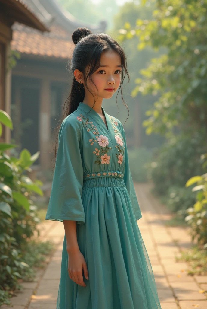 Chinese style kid，Hanfu，Suzhou garden style，Sunlight，lol，run