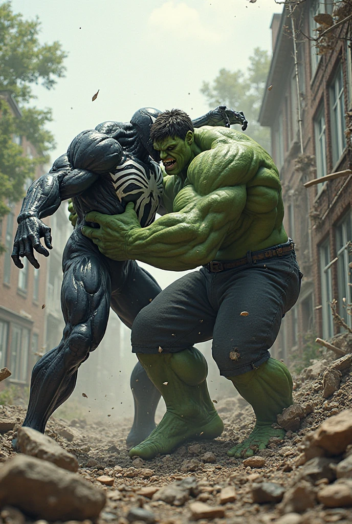The incredible hulk punches a purple villain who explodes intoslime
