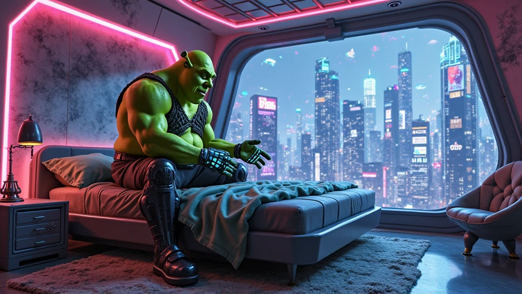 cyberpunk style, advertising poster style, Jabba_the_Hutt \(Star_War\) lying on a lounge couch, watching other people dancing in the dance floor of cyberpunk 2077 nightclub, natural light, Adobe Light front view, (solo, sfw:1.1), (lying on side pose:1.2), Professional, modern, product-focused, commercial, eye-catching, highly detailed, full body <lora:C_projection_holographic_display:1>, neon, dystopian, futuristic, digital, vibrant, detailed, high contrast, reminiscent of cyberpunk genre
