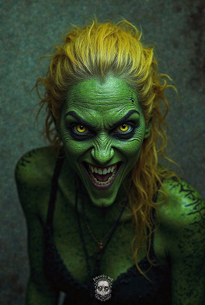 orc green skin old woman with torn clothes, RPG, dvd screenshot, 1980s cinema, dark fantasy, realistic, detailed, body horror, horror cosmic