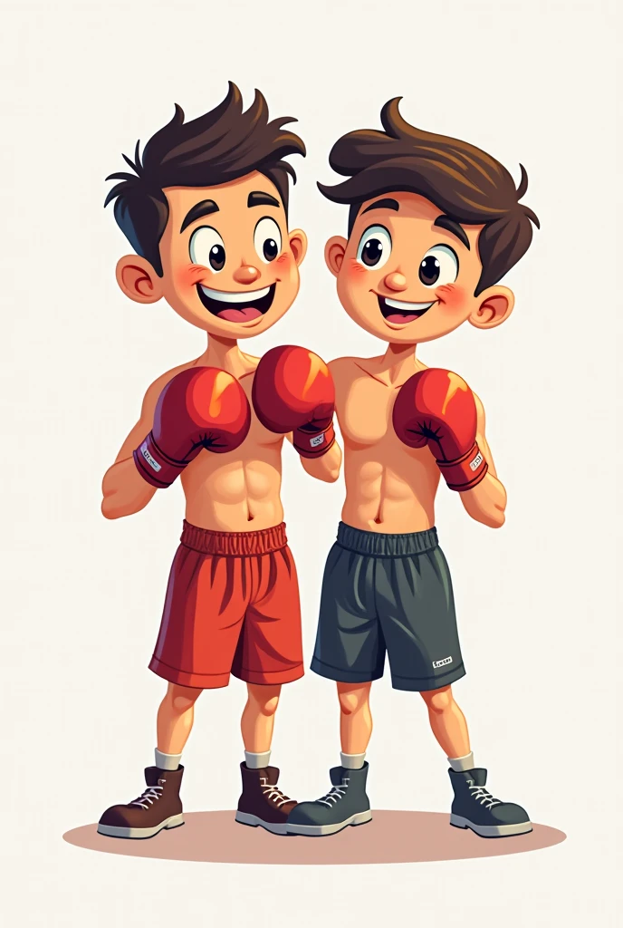 Simple cartoon style illustration of boxers greeting each other