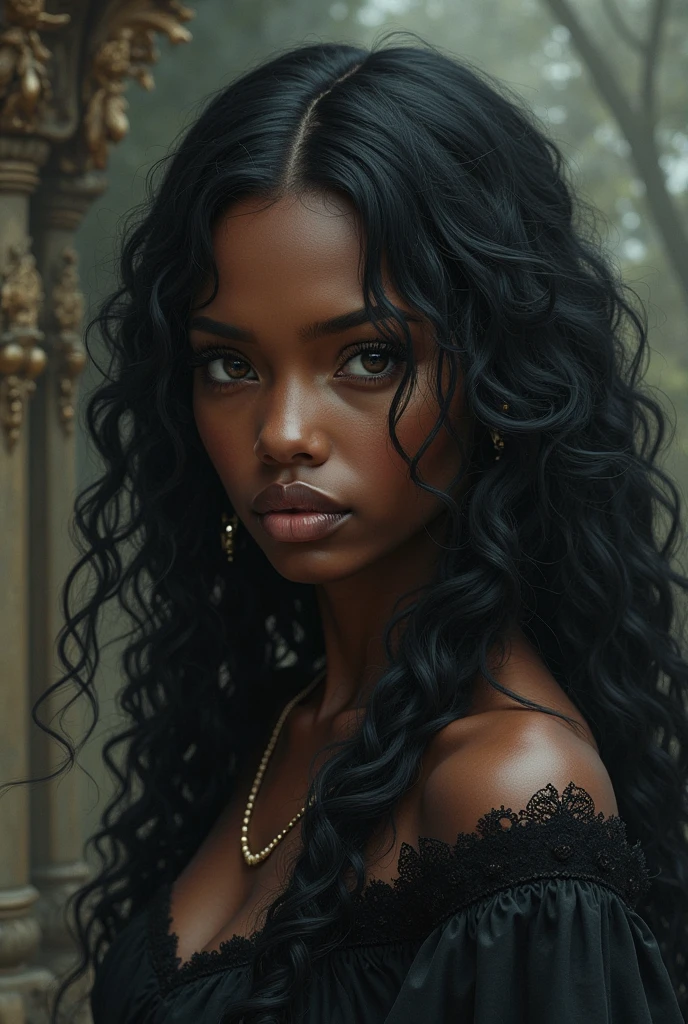 ((21-year-old))) black girl, (((light skin))), (((close-up, full body pose))), (((long curly black hair))), (((pantyhose))), (((wearing mans button up shirt mostly unbuttoned))), Rich, Deep Colours, (intricate details:0.9), (HDR, hyper-detailing:1.2), (natural skin textures, hyper realisitc, glistening skin, soft light, Sharp),