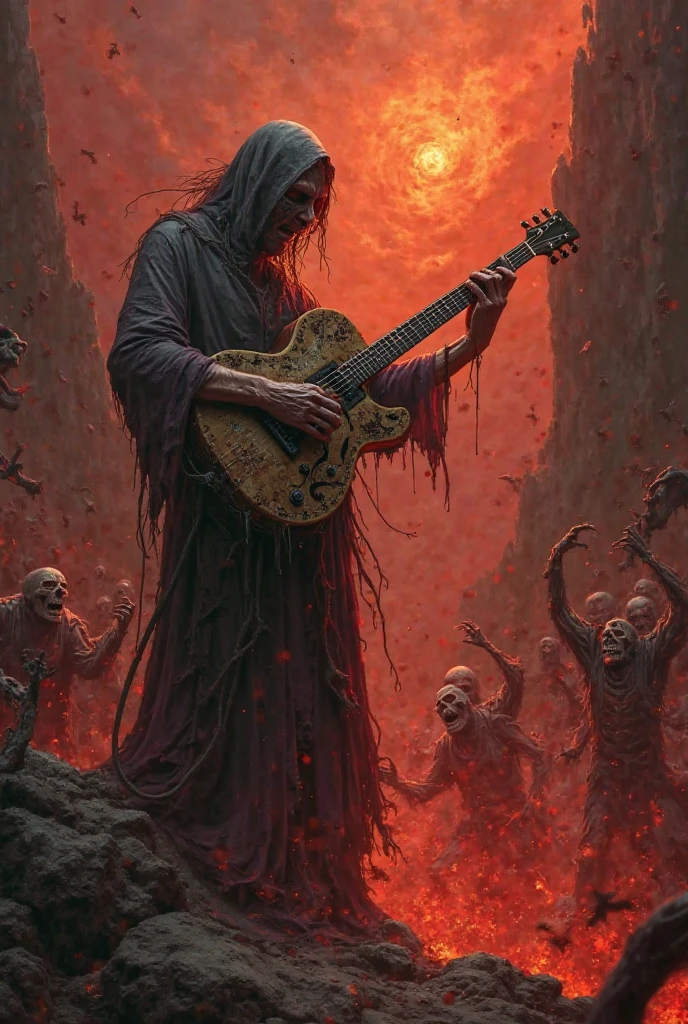 Musician playing in hell - SeaArt AI