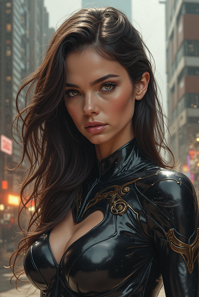Alicia Vikander, shine sexy clothes, stand against the background of the street, character portrait, 4 9 9 0 s, long hair, intricate, elegant, highly detailed, digital painting, artstation, concept art, smooth, sharp focus, illustration, art by wlop, charlie bowater and alexandra fomina