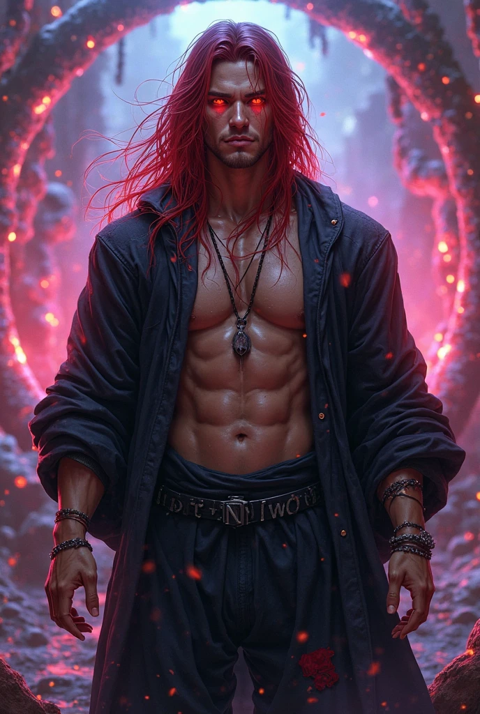 (absurdres, highres, ultra detailed), 1 male, beautiful,handsome, tall muscular guy, smooth skin, sexy gaze, mature, verious red and pink roses around him, the man is standing comfortably in the roses, from directly above, gorgeous, wet, model pose, colorful, artistic, depth of field, focus on his calm facial features, elegant look, looking at the viewers romantically, shirtless, bare body,