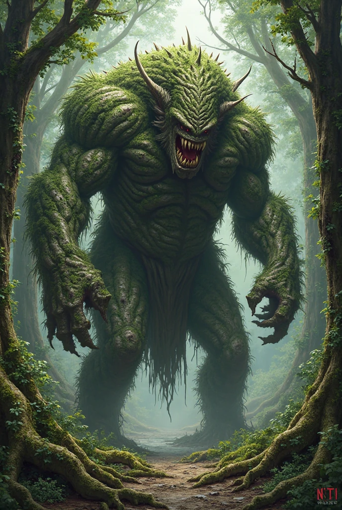 a cyclops towering over a dense forest, highly detailed, intricate features, full body portrait, monstrous and horrific cyclops creature, dark and eerie horror atmosphere, cinematic lighting, photorealistic, 8k, best quality, masterpiece