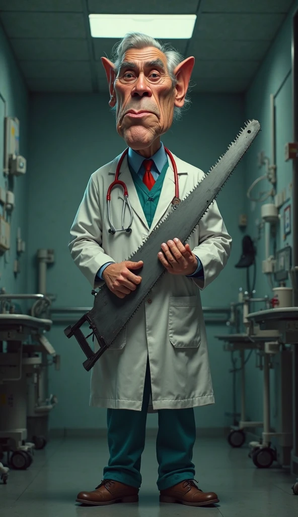 naked, screaming, crazy, violent grandfather, with an apron full of blood, and a chainsaw full of blood. With pieces of flesh and blood, human guts scattered about.