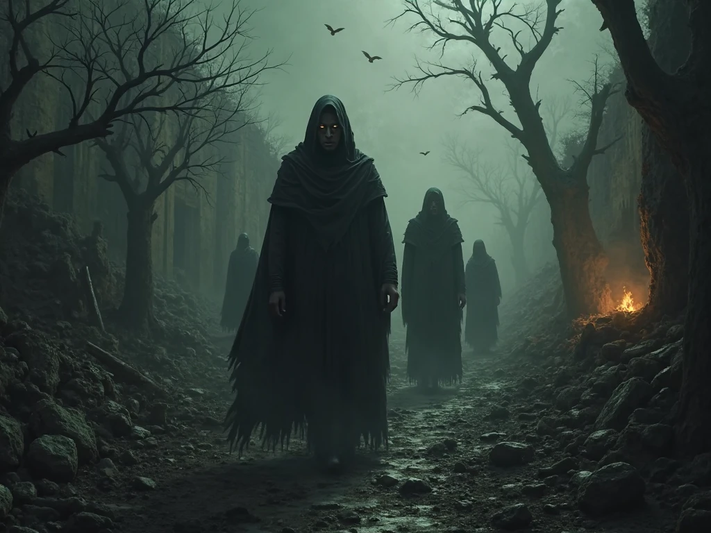 Background houses black plague dead on the floorby rats everywhere and fire and plague saints burning dead bodies