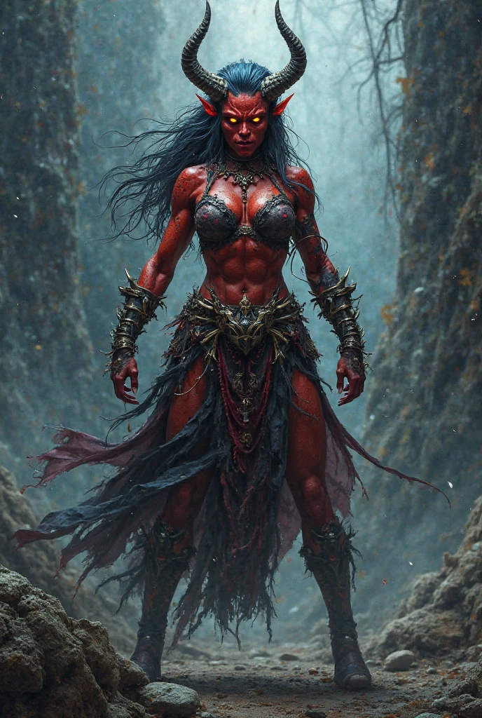 high details, best quality, 16k, RAW, [best detailed], masterpiece, best quality, (extremely detailed), full body, ultra wide shot, photorealistic, dark fantasy art, gothic art, a picture of an epic sized spider a female human spider hybrid, a drider, (full body: 1.5)  human female upper body, lower body of a spider, beautiful female human face, ultra feminine,  (red skin: 1.2) , black hair, long hair,  big black eyes, a dark fantasy forest background, High Detail, Ultra High Quality, High Resolution, 16K Resolution, Ultra HD Pictures, Ultra Realistic, Clear Details, Realistic Detail, Ultra High Definition