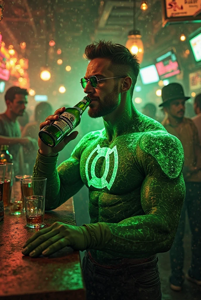 2guys, , handsome human muscular shirtless blonde man laughing and handsome human muscular shirtless brown haired man laughing, hands above head, green alien hands tickling armpits, green alien hands tickling ribs, spaceship background, masterpiece, high detail,