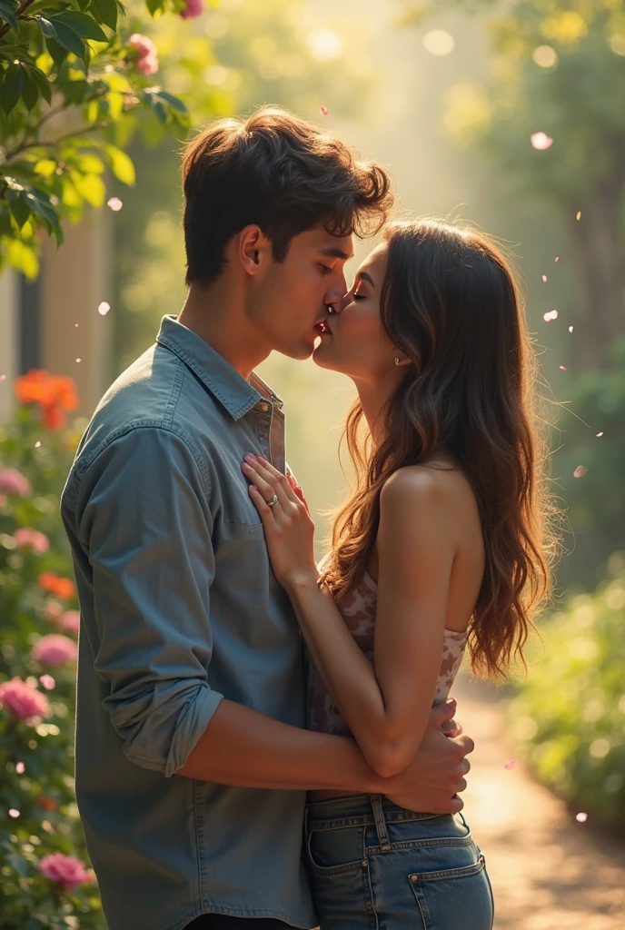 Boy and girl necked make out in the front father and mother in road