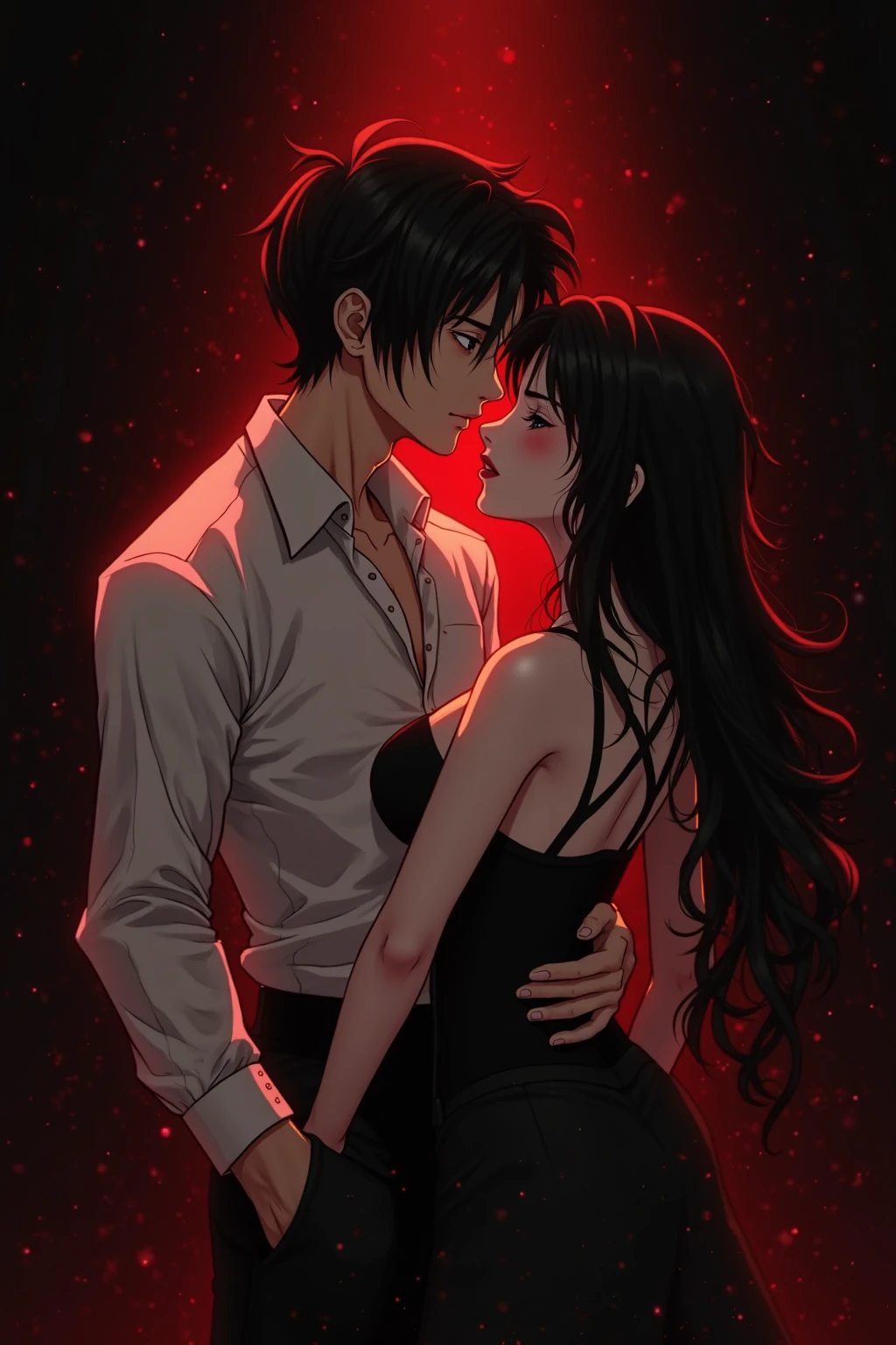 A NSFW image of the character Hanji Zoe with a black man next to her