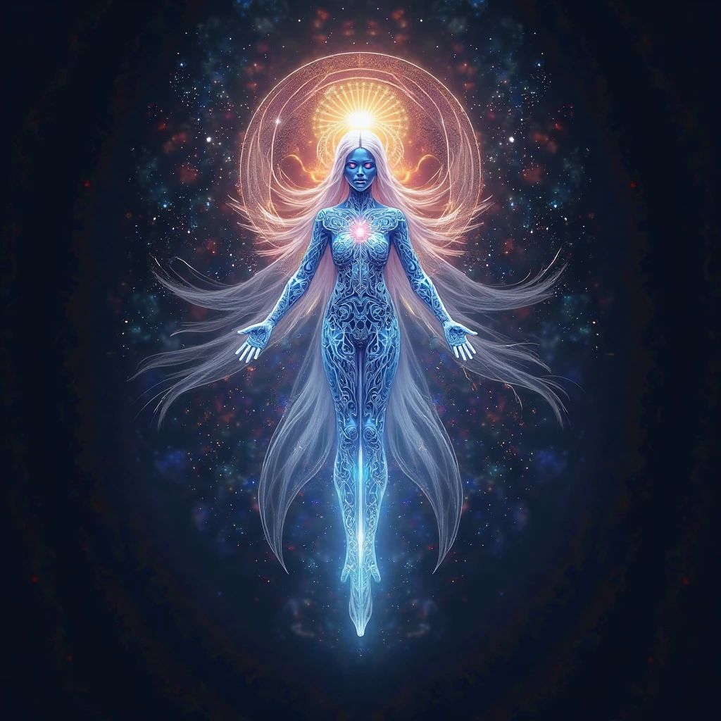 an astral Woman woven of transparent starlight, her skin is transparent star light, her body is astral light, transparent body
