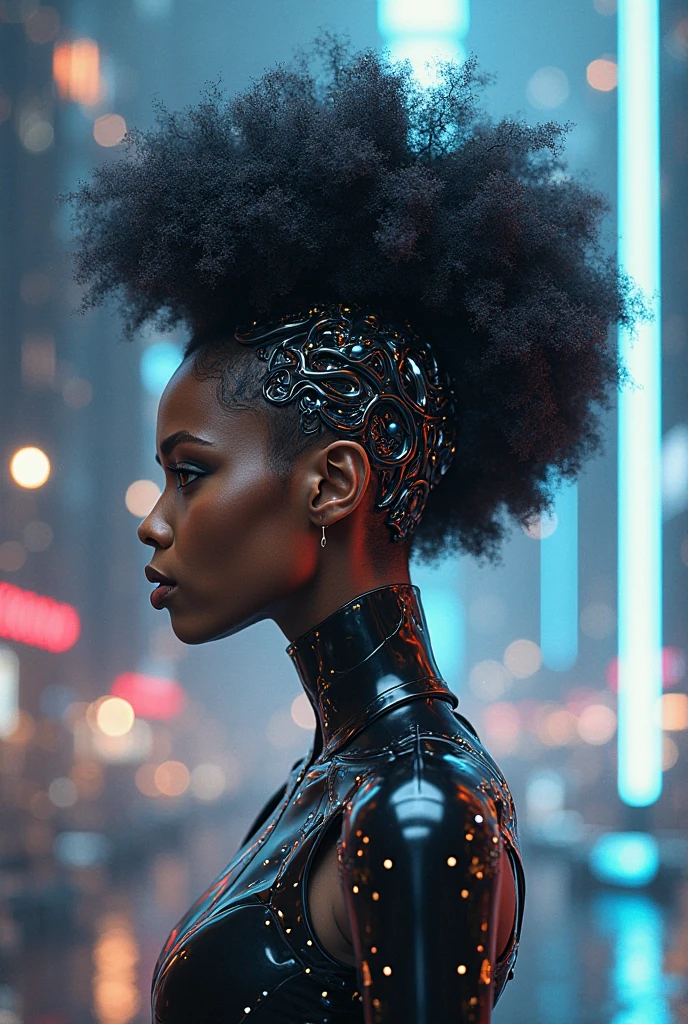 Afro robot girl with afro hair naked 