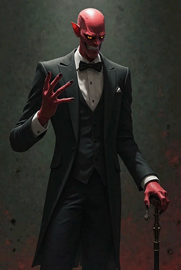 A man in a suit covered in blood