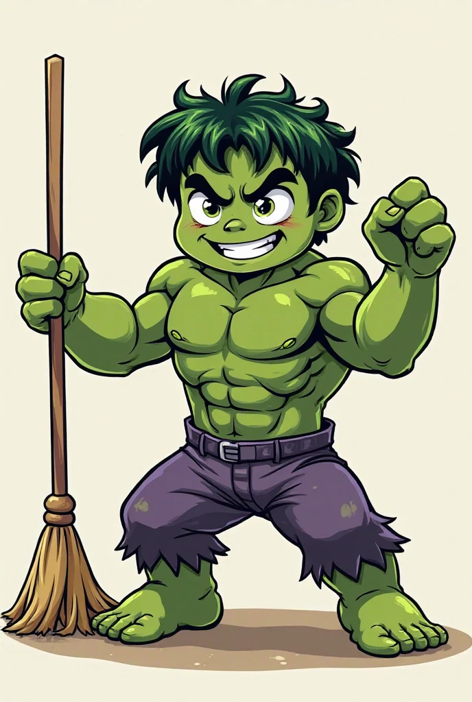 Male, orc, green skin, masculine, stoic, muscular, hairy body, raised arm, showing armpit, hairy armpit Japanese , school outfit, white sleeveless shirt, small blue skirt, crossdressing