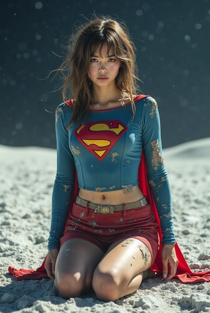 Busty Supergirl、Accurate Supergirl costume、(Wrapping rubber hose around the whole body:1.4)、Open your mouth wide、Close ~ eyes、Lift your chin、(A long rubber hose is wrapped around one's neck:)、(A large number of rubber hoses are approaching from behind:1.8)、