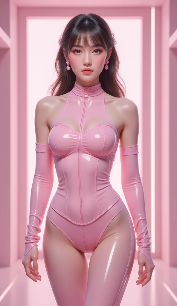 A realistic rendering of an Anne Anderson style illustration of a very close shot, ultra close shot on the breasts  of two    pert, nubile, thin, freckled  teen   girls with 50s style, brown hair, bows in hair, slight smile, topless, best quality, tiny breasts, bare breasts, small breasts, bare crotch, exposed crotch, pink nipples , puffy nipples , exposed nipples , wearing a clear, pink, plastic body armor, clear pink plastic armor, clear, pink, plastic body harness, clear, pink, plastic body cage,  pink bondage straps, black, spiked  choker necklace, black leather jacket,  a silver chain wrapped around body, open, white blouse, white lace collar, pastel lace, pastel lace straps under nipples, pastel lace straps under breasts,  open light blue, fuzzy sweater, undressing,        
  uniform, partially clothed, sitting  in a bondage harness swing, in a darkened, pink, neon lit, 1950s teen girl's bedroom, glowing pink, neon lights, full of bondage straps,, ultra close shot on breasts 