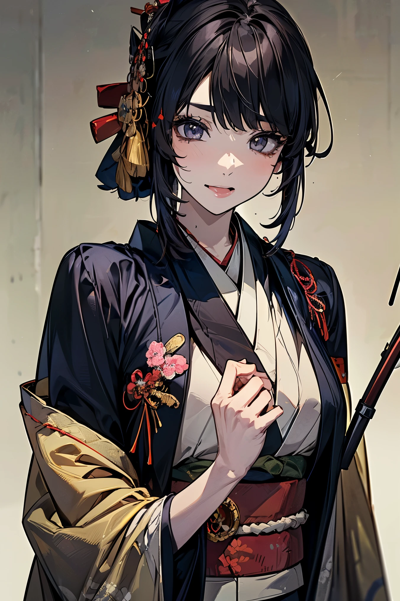(masterpiece:1.5),beautiful hair,beautiful,Beautiful slender body,(Konno Anna:1.2),(Riho Yoshioka:1.1),(closes her eyes and sticks out her tongue:1.3),(Waterfront:1.4),bust illustration from the front ,((((An Extraordinary Beauty:1.7)))),(((( kimono,Military jacket,Taisho Romance:1.5)))),((19-year-old single woman holding a fish in her hand:1.1)),(( holding a fishing rod :1.5)),(accurately depicted anatomically correct hands:1.1) dark hair,long eyelashes,Three-dimensional, jewel-like eyes,Very delicate and beautiful CG,2. 5D illustration, anatomically accurate body, (Extremely precise illustrations:1.1),(Waterfront:1.4), (wallpaper:1.4),8k