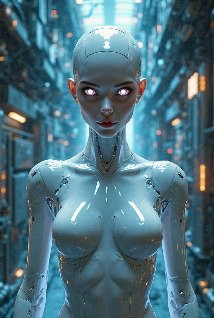 complex 3d render ultra detailed of a beautiful glasses profile woman android face, cyborg, transparent robot parts, (((full nude)), 150 mm, beautiful studio soft light, rim light, vibrant details, luxurious cyberpunk, lace, (((hyperrealistic))), anatomical, facial muscles, cable electric wires, microchip, elegant, beautiful background, octane render, H. R. Giger style, 8k, best quality, masterpiece, illustration, an extremely delicate and beautiful, extremely detailed ,CG ,unity ,wallpaper, (realistic, photo-realistic:1.37),Amazing, finely detail, masterpiece,best quality,official art, extremely detailed CG unity 8k wallpaper, absurdres, incredibly absurdres, robot, silver halmet, (((full body))), sitting,