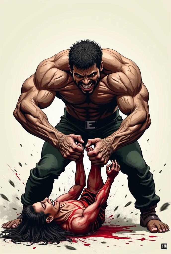sexy hot young guy trampling an elder guy who is lying on floor