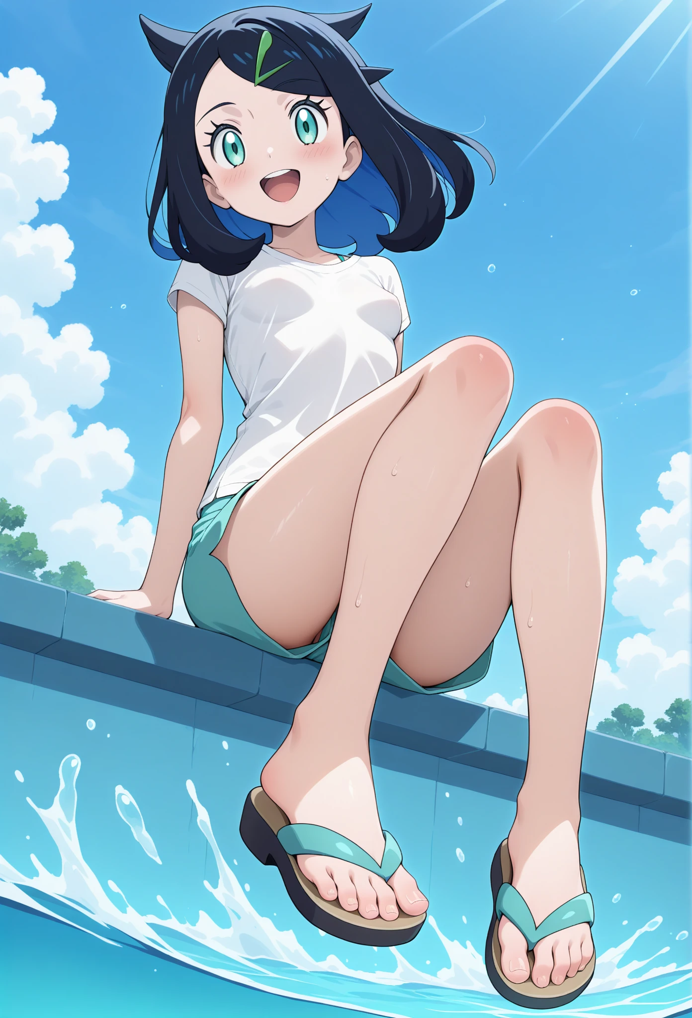 18 year old Japanese, Visible nipples、Berry Short、boyish、small size of breasts, Flat Chest、Sidelim body, Squat posture、Spread your legs, Spread your legs, Only one girl, One piece swimsuit、Navy blue school swimsuit、Front of body、looking at the camera、Scared、Shame play、Embarrassing、Are crying、Flowing Tears、Open Mouth、barefoot、incontinence、Girl urinating outdoors、Armpits、Hands behind head