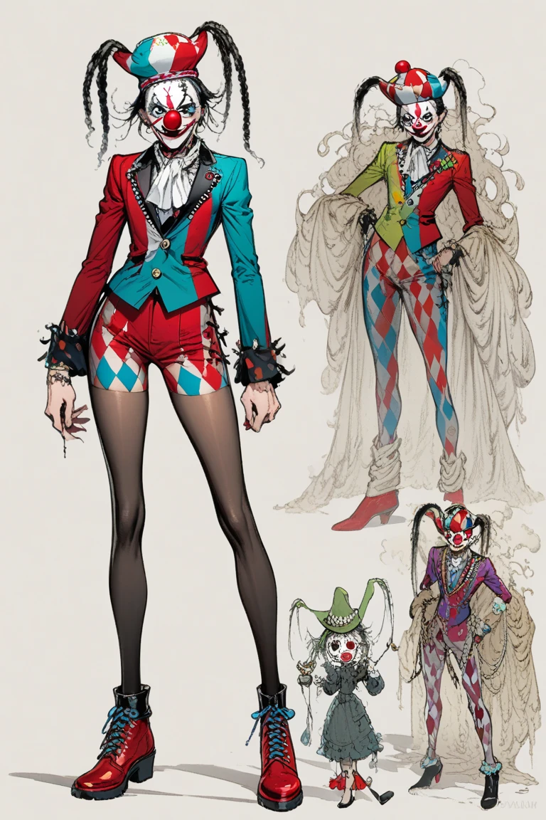The character has an artificial body similar to that of the protagonist of the film Alita and a doll.. Your style is that of a joker