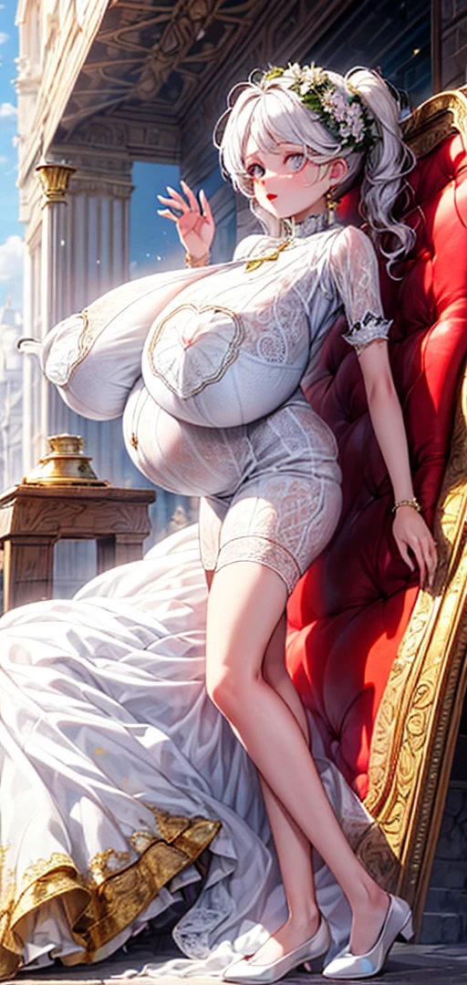 (masutepiece, Best Quality,Extremely detailed:1.1),(Moe Anime Art Style:1.2),1girl in,((Full body)),((Solo)), Cute, kawaii,Digital Art,((Sparkly anime princess in gorgeous princess ball gown with beautiful embroidery and jeweled ruffles and voluminous full-length hoop skirt)),((crinoline)),Long Train,voluminous ruffles,(Gorgeous embroidery and beautiful lace),((very very gigantic boobs,Skindentation)),cleavage,, ((Huge breasts)),(huge-breasted:1.35),Shiny hair,(((Very long straight hair))),((finely detailed face and eyes)),clear pupils,Very gorgeous hair ornament,(A very gorgeous tiara adorned with sparkly jewels),(Glitter Gorgeous Gemstone Jewelry),Long veil,Beautiful background,Fantasy background,Flowers,Petals flow,Full body,((Gorgeous princess ball gown with beautiful embroidery and jewel ruffles and voluminous full-length hoop skirt))