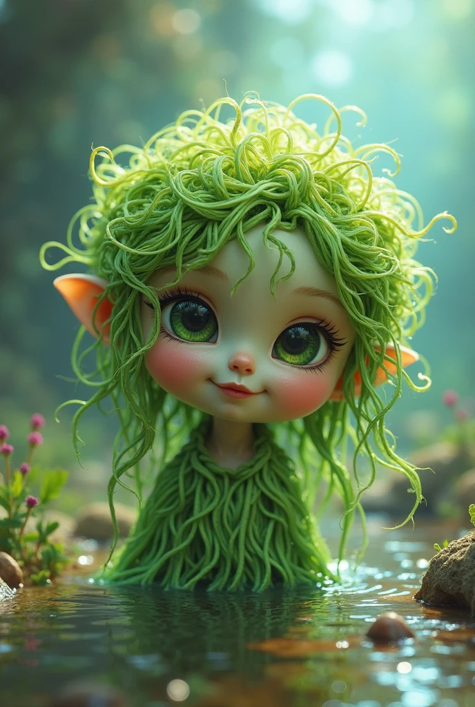 Girl with pink hair and light green Eyes got covered in green slime