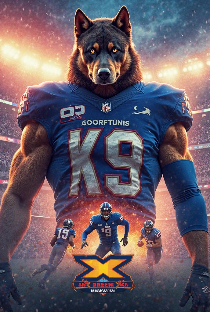 Football uniforms on a wolf
