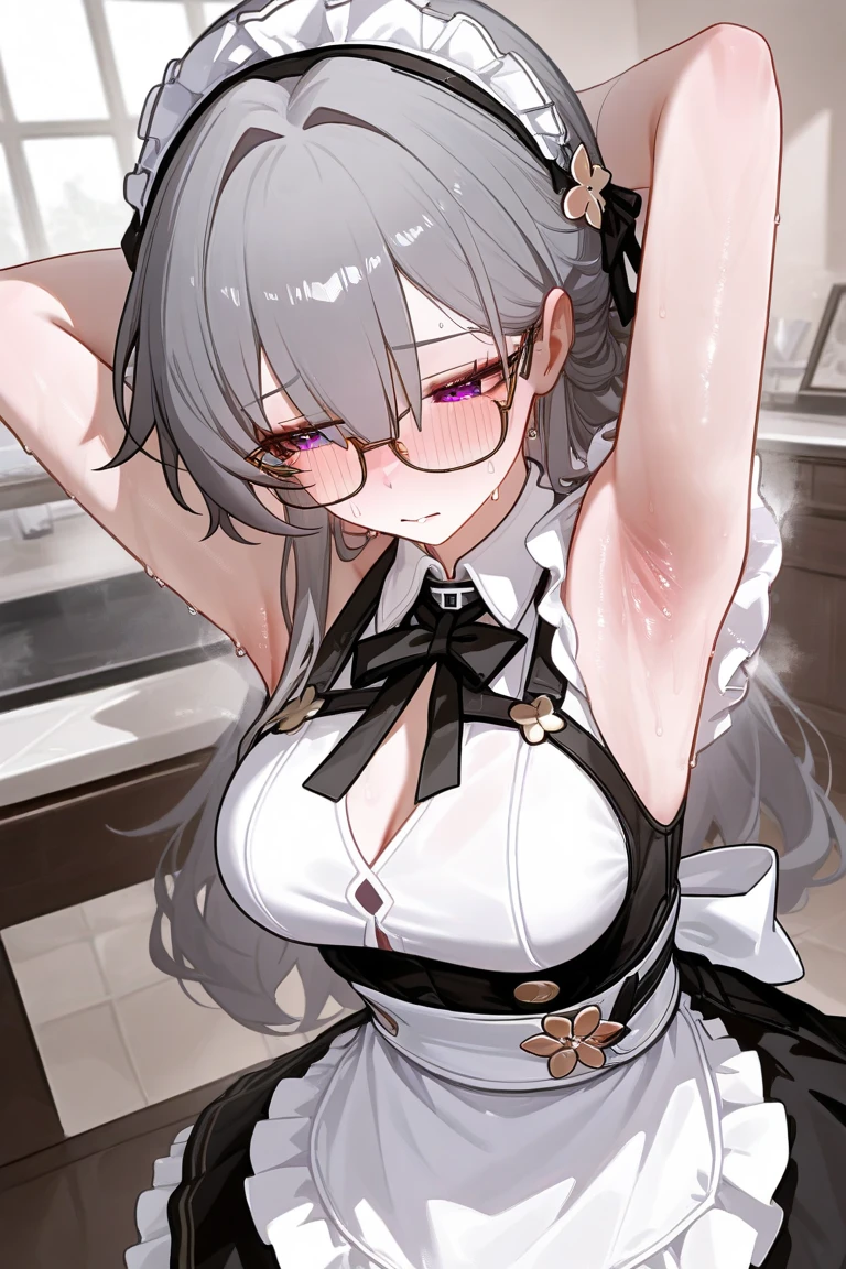 (Mastepiece)、(Best Quality)、Very detailed、((Two intimate butlers:1.5))、Perfect Face、Beautiful Face、Very detailedな顔、(Black-haired man:1.3)、(Grey-haired man:1.3)、Black butler uniform、Glasses、(White gloves:1.3)