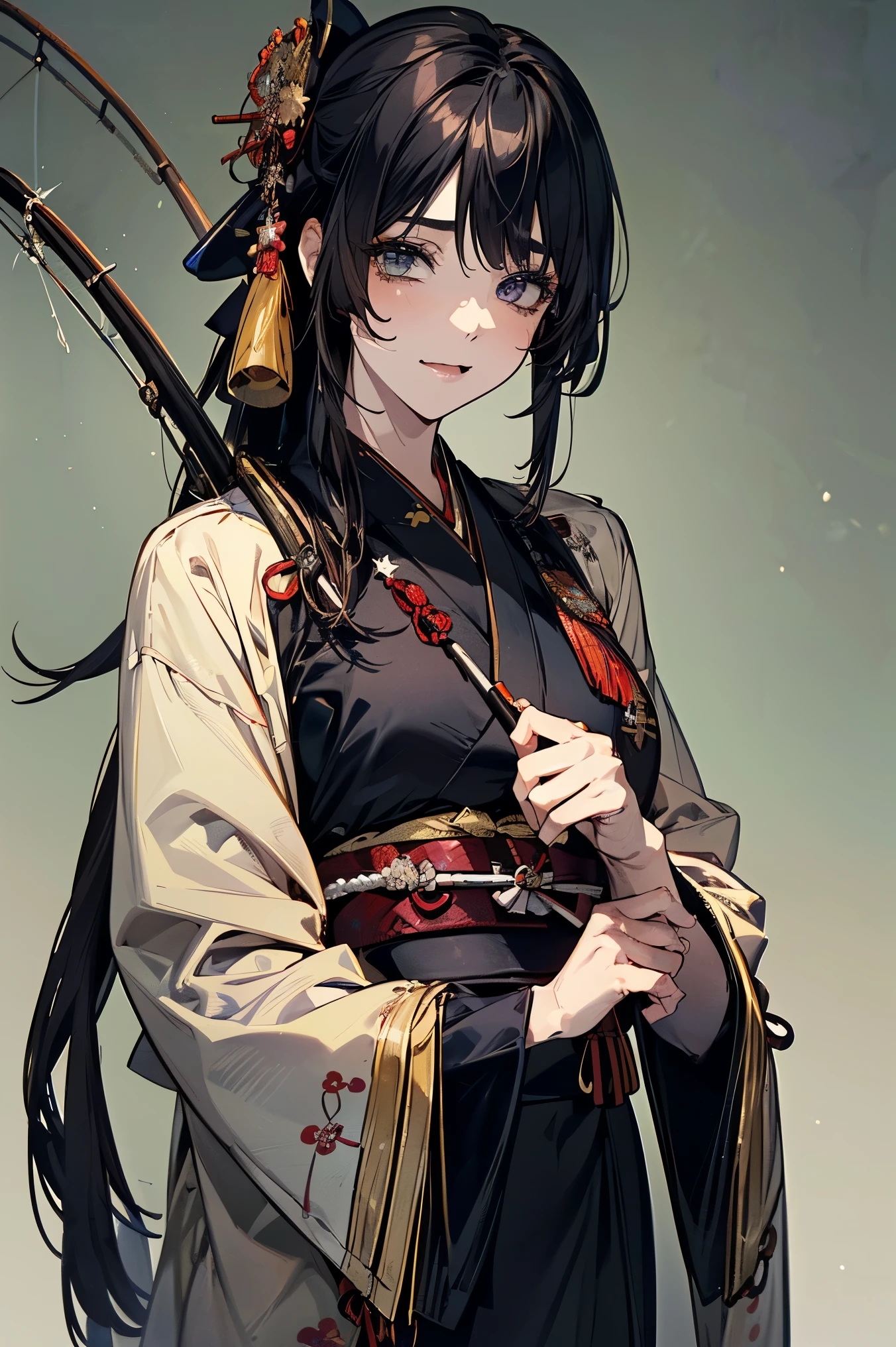 (masterpiece:1.5),beautiful hair,beautiful,Beautiful slender body,(Konno Anna:1.2),(Riho Yoshioka:1.1),(closes her eyes and sticks out her tongue:1.3),(Waterfront:1.4),bust illustration from the front ,((((An Extraordinary Beauty:1.7)))),(((( kimono,Military jacket,Taisho Romance:1.5)))),((19-year-old single woman holding a fish in her hand:1.1)),(( holding a fishing rod :1.5)),(accurately depicted anatomically correct hands:1.1) dark hair,long eyelashes,Three-dimensional, jewel-like eyes,Very delicate and beautiful CG,2. 5D illustration, anatomically accurate body, (Extremely precise illustrations:1.1),(Waterfront:1.4), (wallpaper:1.4),8k