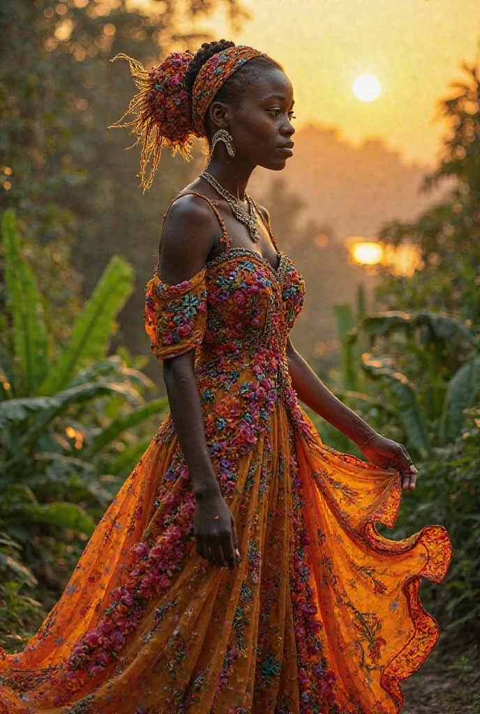 ((best quality)), ((masterpiece)), (detailed), 1girl, white skin, wearing an African,tight skirt,