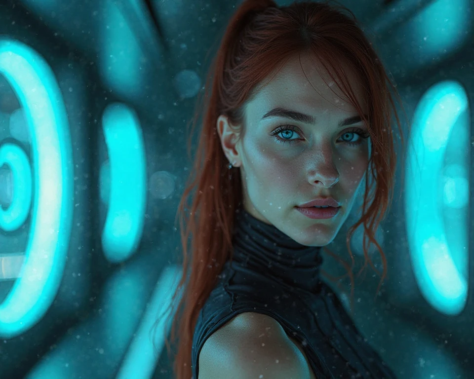 a photo of S096_EllyClutch, a beautiful woman, in a (narrow-ice-cave), wearing a (turtleneck), (8k, RAW photo, best quality, depth of field, ultra high res:1.2), (absurdres, intricate, photorealistic, masterpiece, ultra-detailed, Unreal Engine:1.3)