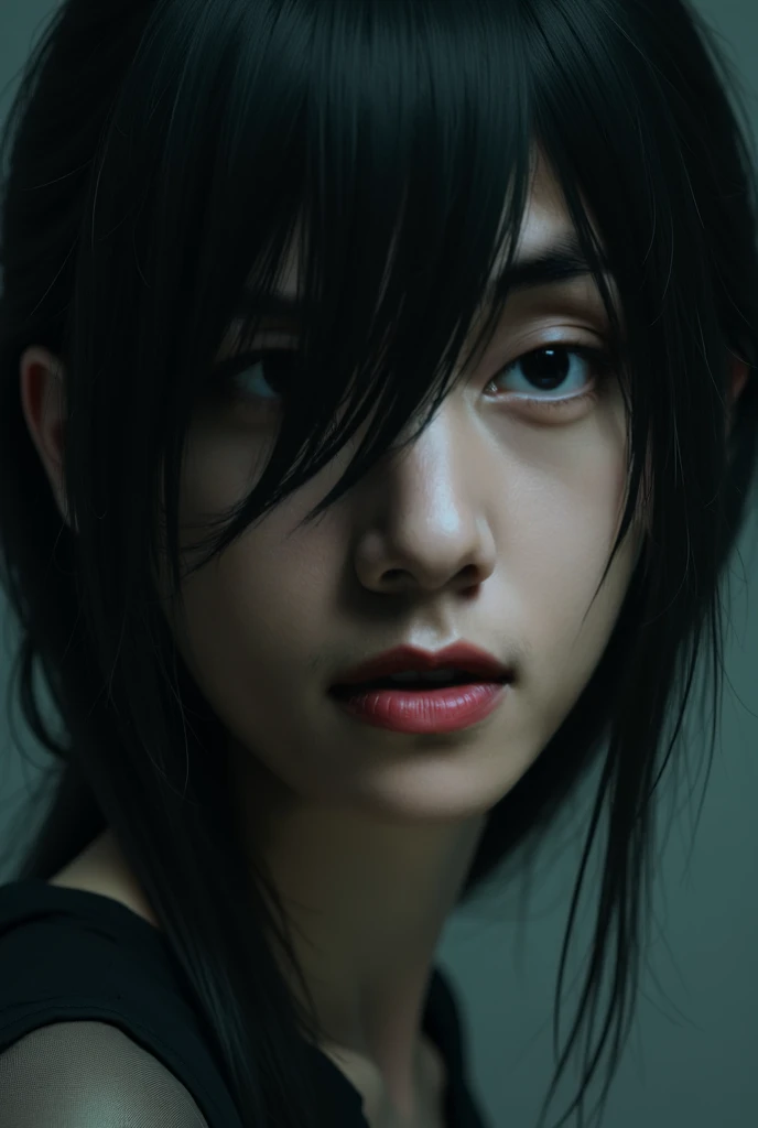(Highest quality:1.4),(masterpiece:1.4),(Realistic:1.4),(Realistic:1.2),(超High resolution, RAW Photos:1.4),(High resolution, Very detailed:1.2),(8K:1.2), Cinematography, a photo of a dark-haired,Her hairstyle is a pony tail with bangs...,One Girl,alone,(In nude),((Upper Body:1.3))