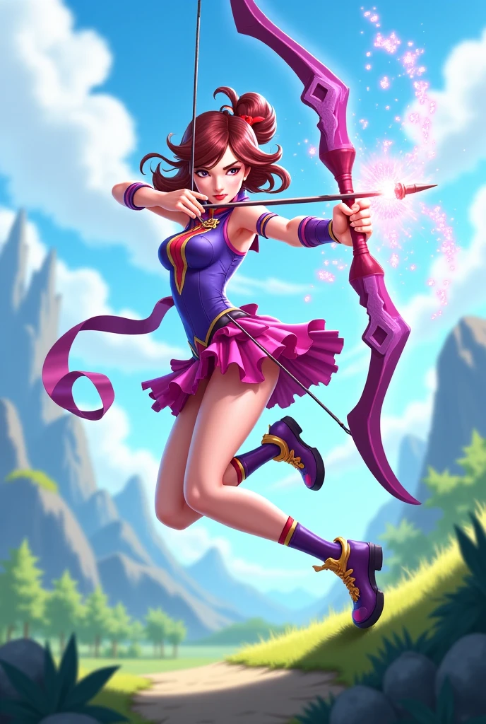Cartoon anime 3D girl Sagittarius costume Sagittarius walking stick
