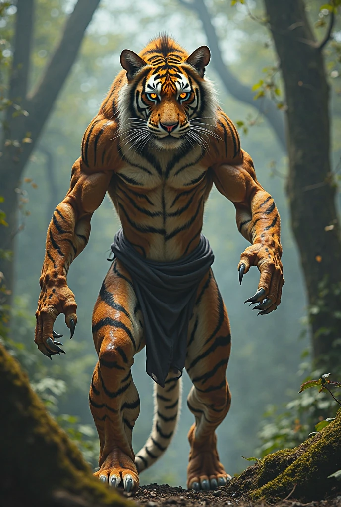 tigre musculoso na floresta