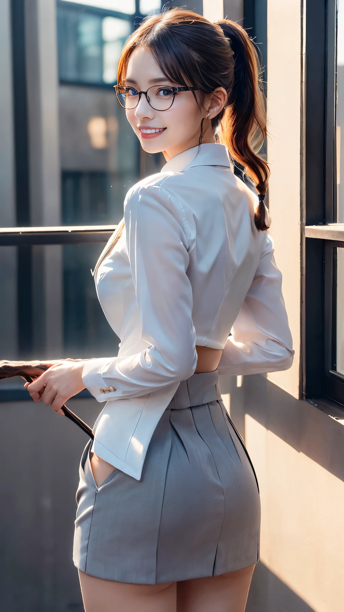 (realisitic、Photorealsitic:1.37)、(​masterpiece)、(top-quality:1.4)、(超A high resolution:1.2)、(Raw photography:1.2)、(foco nítido:1.3)、(facefocus:1.2)、elegent、(full body Esbian:1.2)、(One girl in detailed pencil skirt and black suit jacket:1.3)、(OL)、professionattire、high-heels、(33yo:1.1)、(ssmile:1.3)、(Shine Hair:1.3)、 bob cuts、 pencil skirts
(Colossal tits), ty, (Bright daytime indoors:1.2), from the rear, Backshots, bangss, beautiful finely detailed eyes, see the beholder, (cute little), (without makeup)
