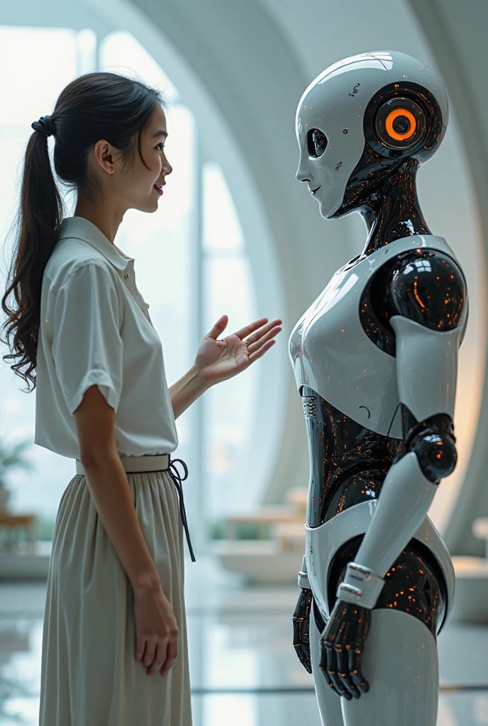 Robot and human shakehand 
