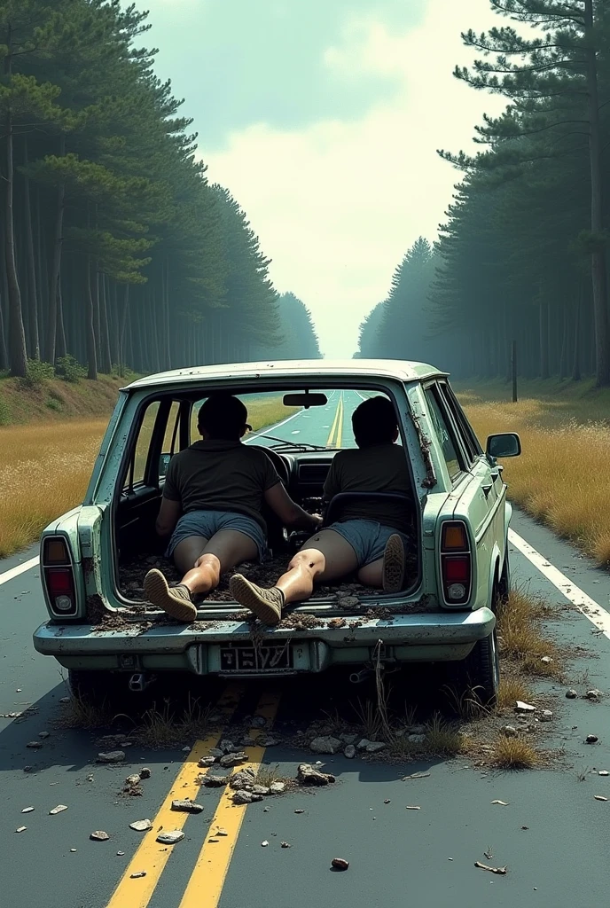 The man in his 45s with black very short hair and smooth face with moustache. The woman in her 45s with brown wavy long hair. They are naked. In the backseat of the luxury car. The woman is lying on her back. The man is lying on top of the woman. They are having sex. They are lip to lip. Orgasm. Night. Dim and dark environment. UHD. HDR. Cinematic.