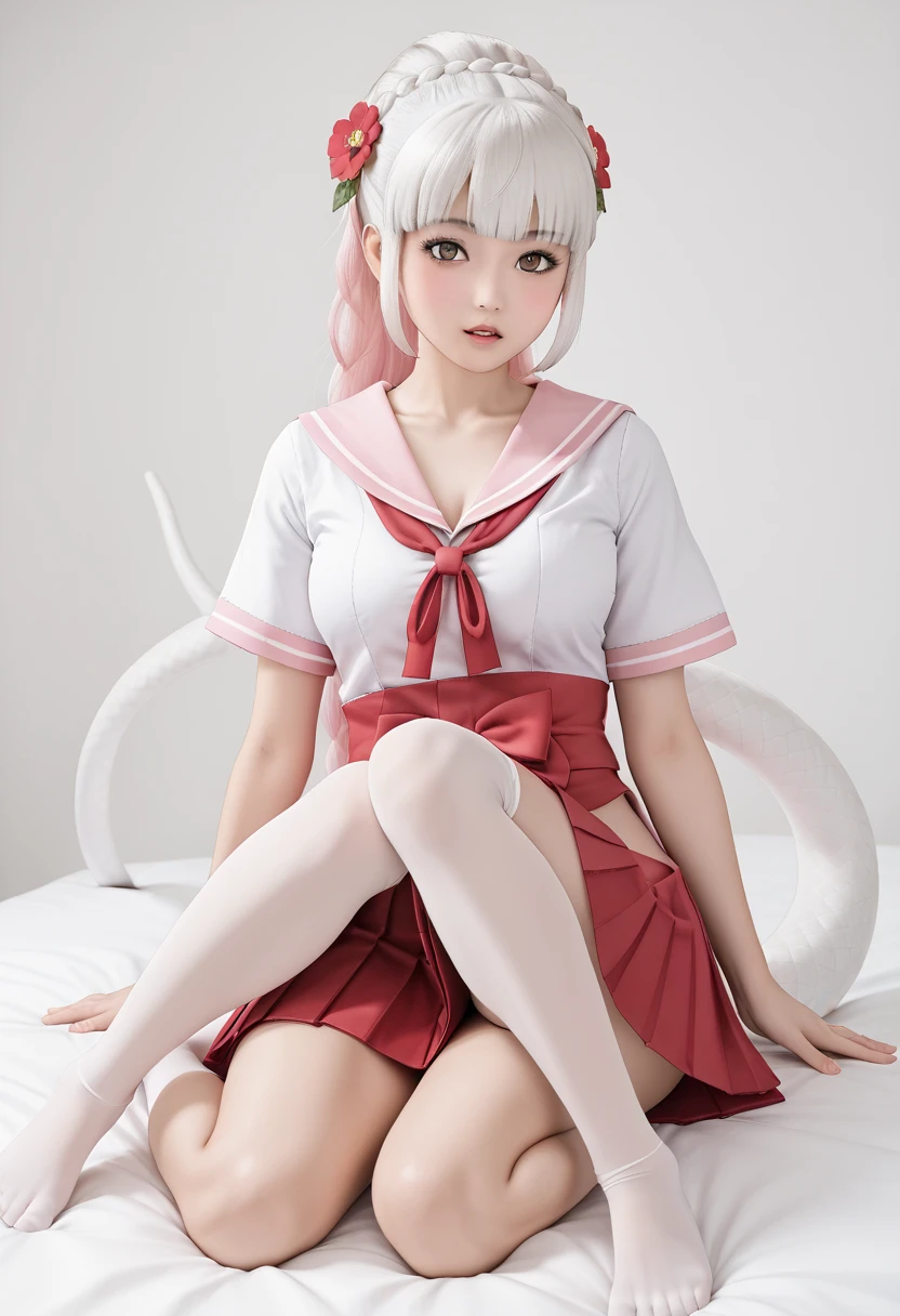 NSFW,小さな女の子,((1 man and 1 woman,having sex)),riding on top of a naked man,vaginal penis,small breasts,Nipples,silver hair,hair above one eye,pink eyes,((magical girl costume)),detached sleeves,beret,ribbon,Heart Pendant,earrings,(masterpiece,Highest image quality,best quality)