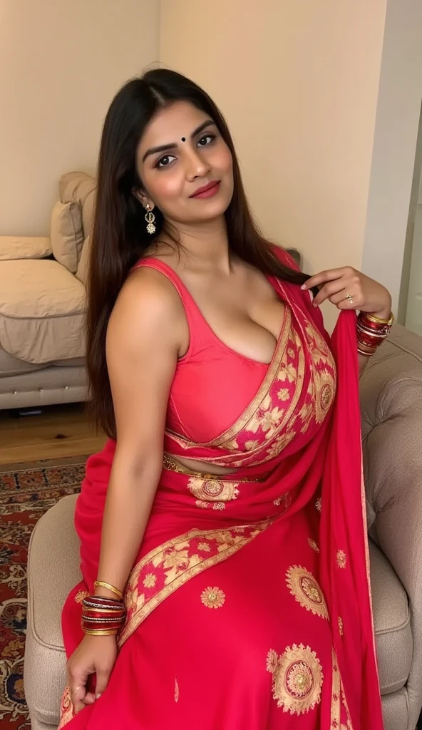 amateur photography, blurry
low quality, bad quality, close up iphone selfie, of a hot pretty gorgeous elegant punjabi mom, 43 yo, she has a beautiful perfect face, she has a perfect curvaceous body with big beautiful bosoms, she is wearing a sleeveless red kurti, curvy body, lying in bed, plunging neckline, ample cleavage, in a dimly lit dark room