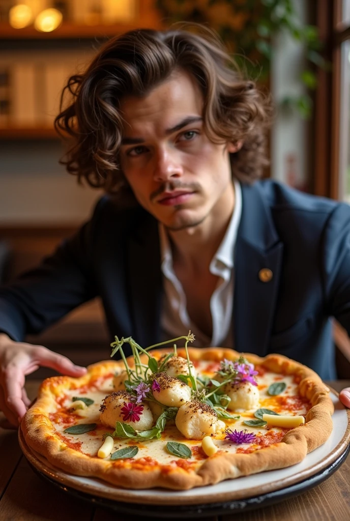 homme réaliste, il a les cheveux comme une pizza