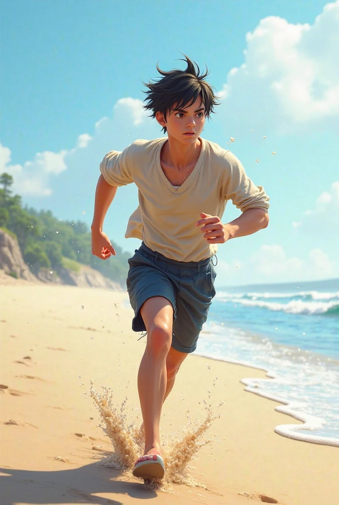 beach, Before dawn, boy , walking,