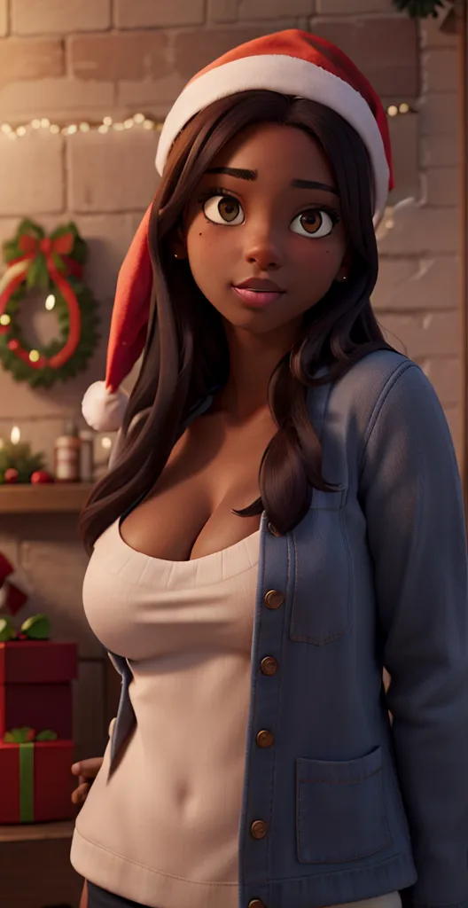 Morena, mulher fantasiada, fantasia de Natal, Papai Noel, sensualidade sexy, bissexual, seios, wearing goggles, caminhando, em uma cidade movimentada, imagem de corpo inteiro, cabelo afro caindo para frente, dreadlock type but braided, com seios lindos, perfect body with wide thighs is a beautiful woman, com seios lindos, corpo perfeito, coxa larga, A destination with sexual expression is beautiful, pose sexual, erotic woman Araffe dressed in a flapper costume, alta qualidade de fantasia, anos 20, decade, celebration costume, idade do jazz, fantasia, fantasia de joias, roupas estilo tecido, fantasia de natal
