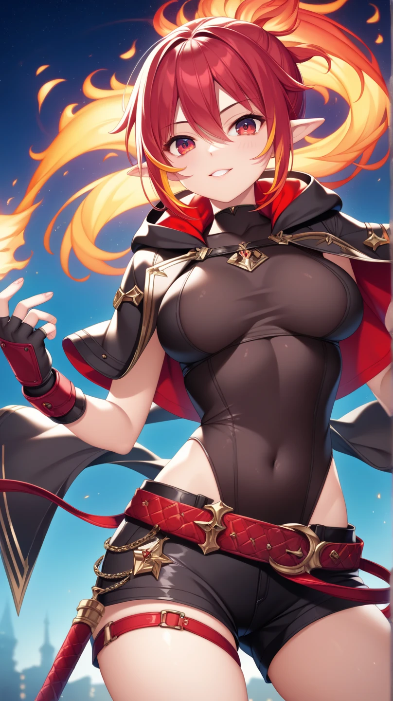 Masterpiece、hight resolution、1Cute girl in people、Fire Witch、a miniskirt、