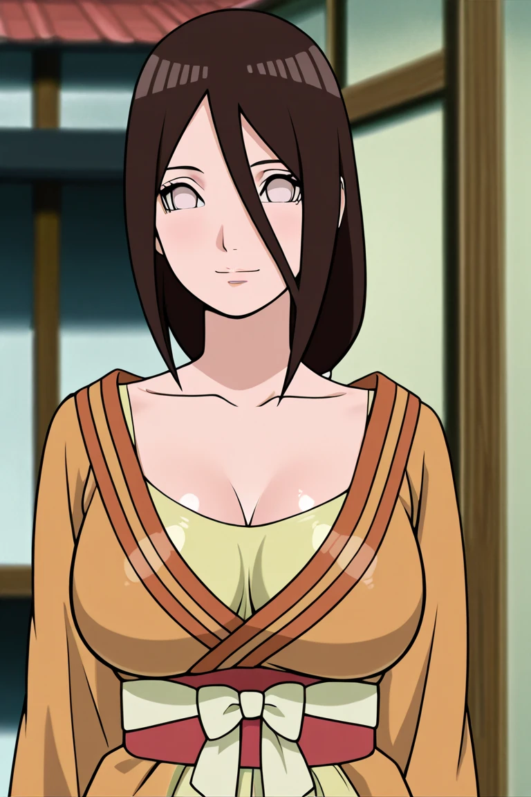 Hinata Hyuga、1girl, masterpiece、top-quality、{NSFW}, Colossal tits、tits out、A sexy、Breast milk out of the 、are taut、are taut、The upper part of the body、pinching nipples、