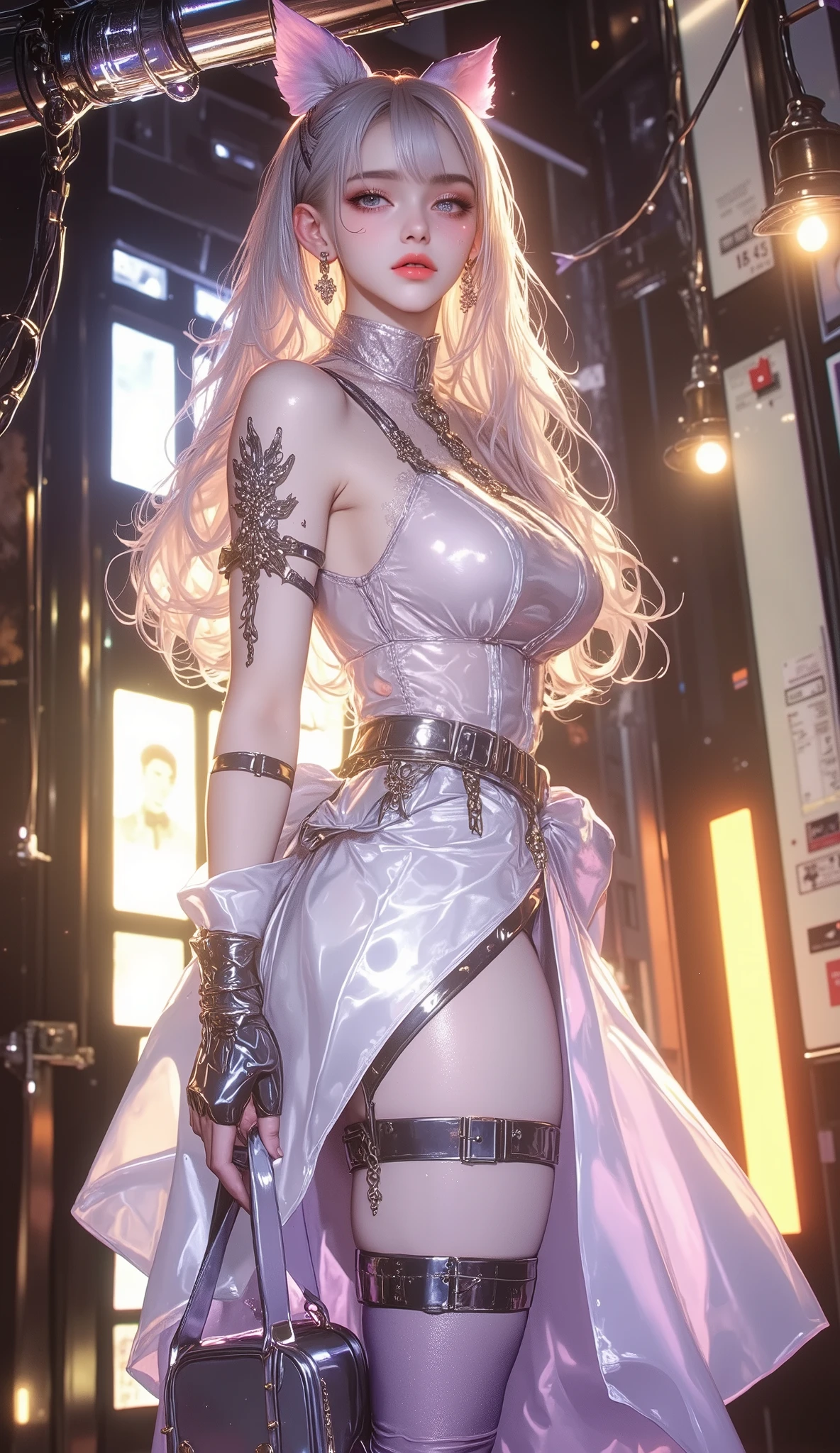 ((((Shiny silver accessories)))), ((((In the storm where thunder shines)))), ((((wet and glowing skin)))), (((Silver Hair))), ( backlit), ((Super wet skin)), ((Fluorescent color)), (((In-depth images))), brunette girl, big Smile, super beautiful glowing eyes、hanging from the ceiling with his arms tied with a rough rope、sweat、The rope bound her body、wet body、 Legs Hanging from Shackles 、 and a large amount of fluid flows out of your crotch、 One leg is suspended on top with a rough rope 、tied with a rope、Tightly bound、My hands are tied、 legs hanging in restraints (8K, live shooting , best image quality, masterpiece: 1.4), Ultra-fine mesh, (Realism, photorealistic: 1.48), masterpiece、best quality、Super Detail、8K、Detailed light、 detailed shadows 、Raw、(Detailed skin)、(Realism: 1.2)、18 years old、long hair、lace underwear、In the torrential rain, masterpiece, best quality, 超high resolution, (realistic:1.4), a beautiful face down to the smallest detail, High Quality Clothing, (masterpiece:1.3), (8k、Best Quality:1.4), (top quality, high resolution), (1 girl:1.3), (alone:1.3), ( Mizuki Yukikaze), (hair bow, Frill collar , Blog, One Piece Tan, sleeves apart , corset before dildos insertion, frills, heart cutout, micro panties, bridal garter, high heels), ( 完璧なversus称的な顔), Beautiful eyelashes, (Nose blush:1.3), (flat chested:1.4), ( beautiful thighs), ((Accurate Arm, sex, Accurate legs)), (perfect anatomy), sunburn, wheat-colored skin, ( High Detail Skin : 1.2), dynamic angle, (Midnight Metropolis , decadent and futuristic urban area ). ( Advanced Future Cars ), (cyberpunk background, Blade Runner), volumetric lighting, bright color, (hair bow, elbow bag, fingerless gloves, ruffle leotard, fur trim, black leotard, Knee-length boots, versus. demon ninja suit , One Piece Tan),