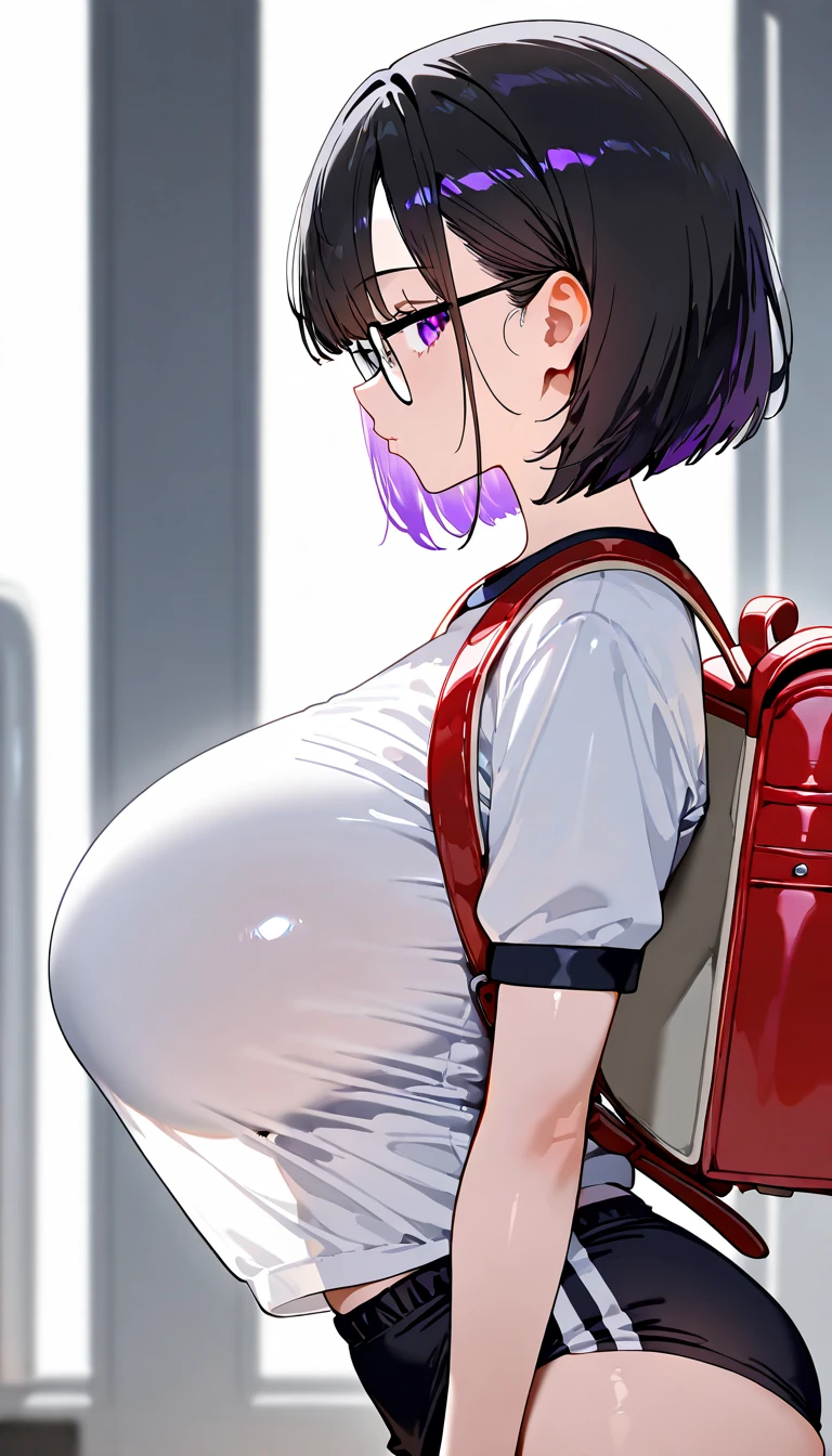 (((((huge breast))))), Pleasure, Long legs, Sweat, breast milk,naganami_kantaicollection, pony tail,A woman seen from the side,Underarm,A woman bigger than the city, Dressed Woman,Viewed from the front